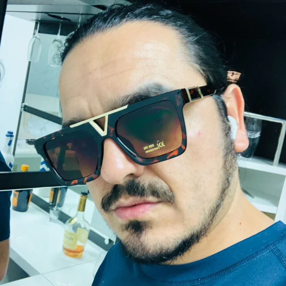 Men Women Sunglasses Brown Flat Lens‎ Square Shades Hip Hop Style Classic Retro